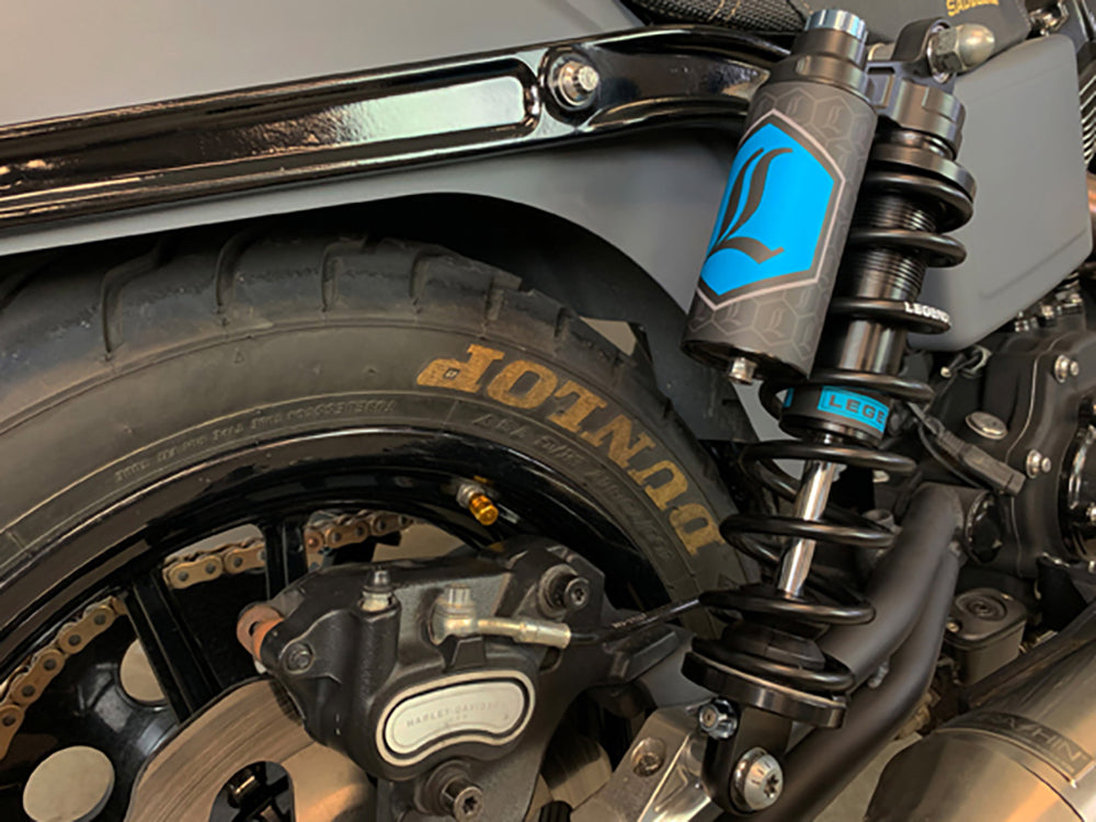 Revo ARC Piggyback Suspension. 14in. Adjustable Rear Shock Absorbers - Black. Fits Dyna 1991-2017.