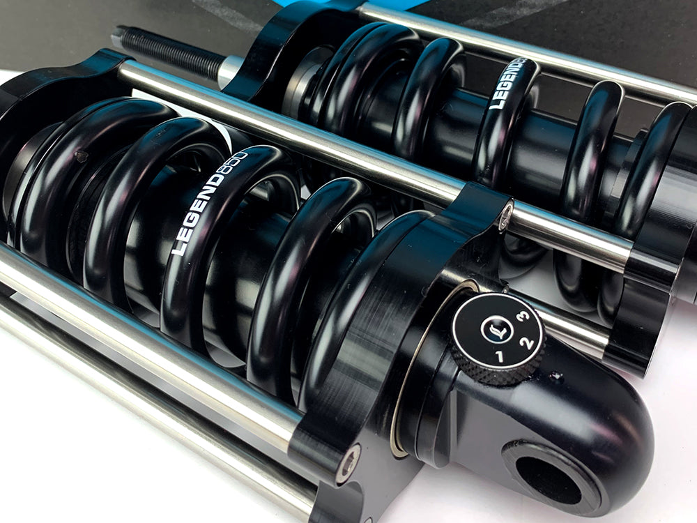 REVO-A Series, Adjustable Heavy Duty Rear Shock Absorbers - Black. Fits Softail 2000-2017.