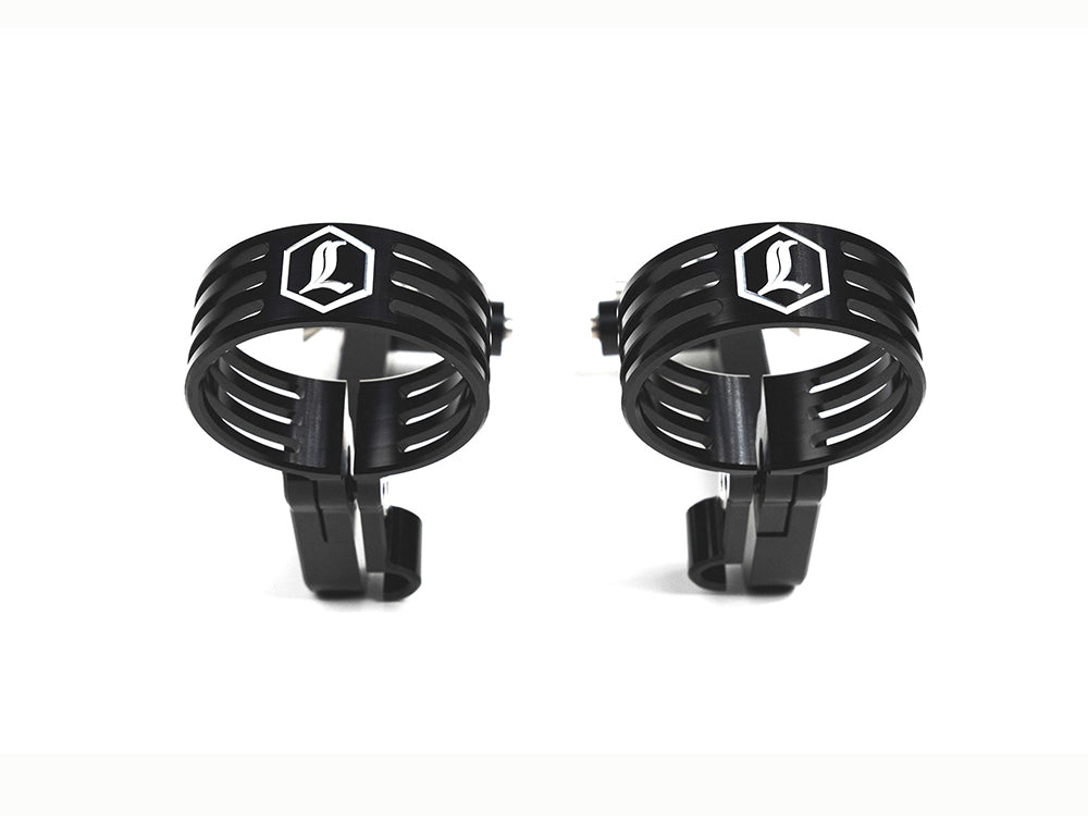 Revo ARC Remote Reservoir External Billet Mounting Brackets - Black. Fits Touring 2014-2024