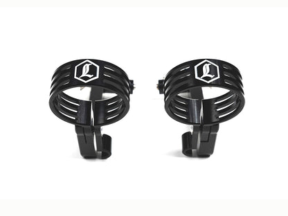Revo ARC Remote Reservoir External Billet Mounting Brackets - Black. Fits Touring 2014-2024