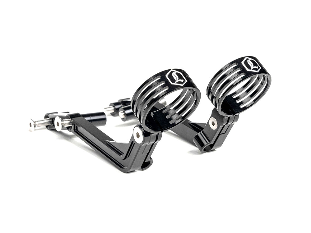 Revo ARC Remote Reservoir External Billet Mounting Brackets - Black. Fits Touring 2014-2024