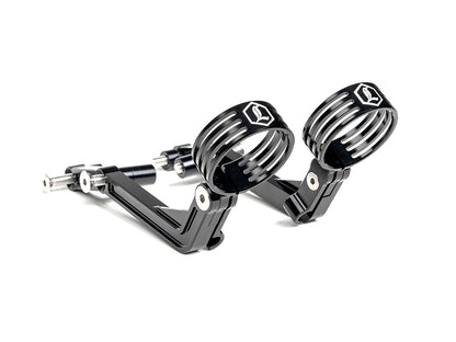 Revo ARC Remote Reservoir External Billet Mounting Brackets - Black. Fits Touring 2014-2024