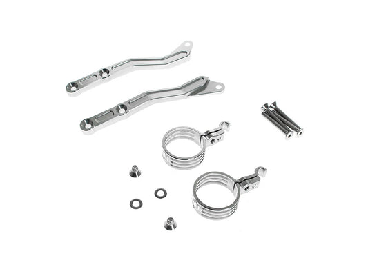 Revo ARC Remote Reservoir External Mounting Brackets - Clear. Fits CVO Touring 2015up, Street Glide & Road Glide 2024up, Touring 2025up