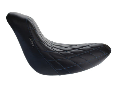Bare Bones Solo Seat with Blue Diamond Stitch. Fits Softail 2006-2017 with 200 OEM Rear Tyre.