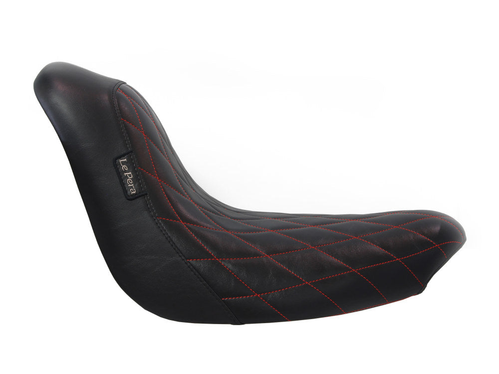 Bare Bones Solo Seat with Red Diamond Stitch. Fits Softail 2006-2017 with 200 OEM Rear Tyre.