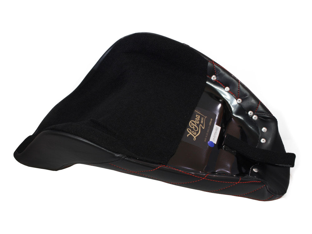Bare Bones Solo Seat with Red Diamond Stitch. Fits Softail 2006-2017 with 200 OEM Rear Tyre.