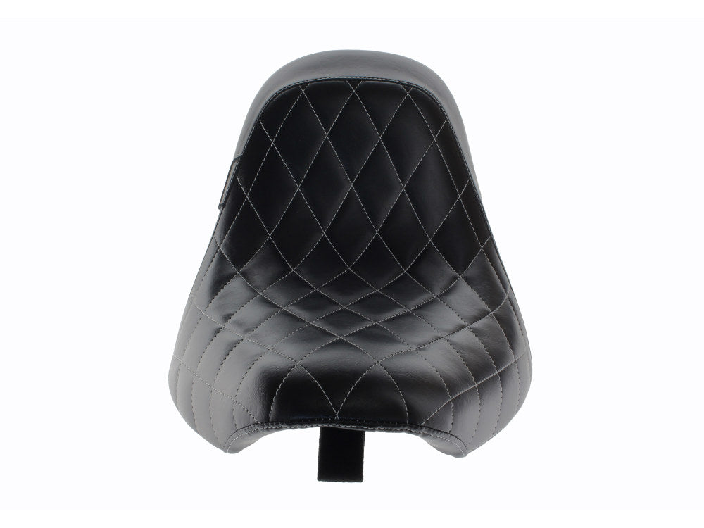 Bare Bones Solo Seat with White Diamond Stitch. Fits Softail 2006-2017 with 200 OEM Rear Tyre.