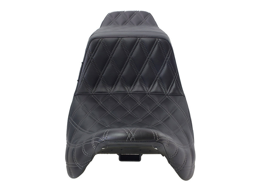 TailWhip Dual Seat with Gun Metal Grey Double Diamond Stitch. Fits Most Touring 2008-2024