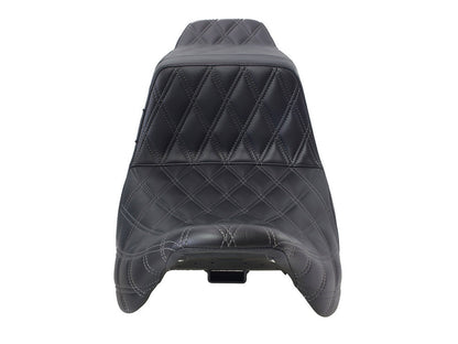 TailWhip Dual Seat with Gun Metal Grey Double Diamond Stitch. Fits Most Touring 2008-2024
