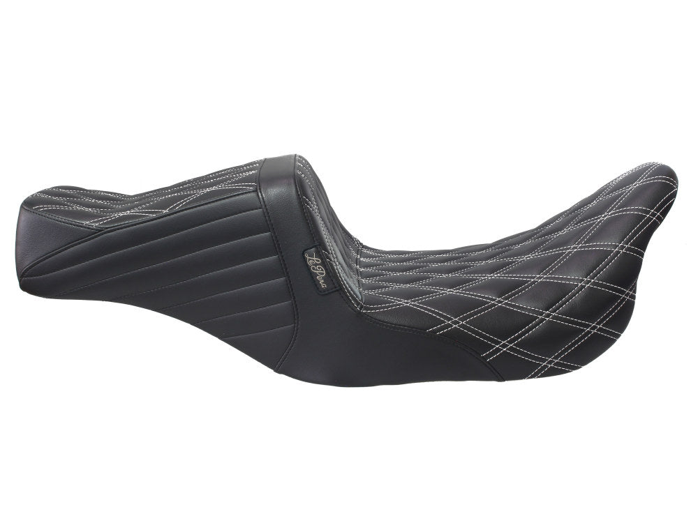 TailWhip Dual Seat with White Double Diamond Stitch. Fits Most Touring 2008-2024
