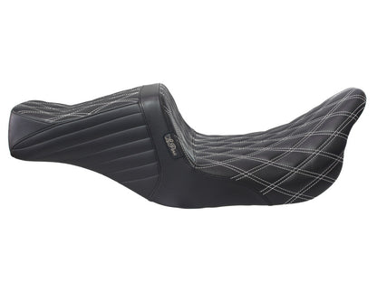 TailWhip Dual Seat with White Double Diamond Stitch. Fits Most Touring 2008-2024