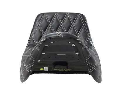 TailWhip Dual Seat with White Double Diamond Stitch. Fits Most Touring 2008-2024
