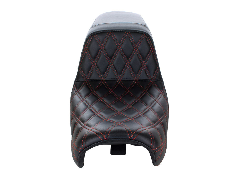 Kickflip Dual Seat with Red Double Diamond Stitch. Fits Dyna 2006-2017.