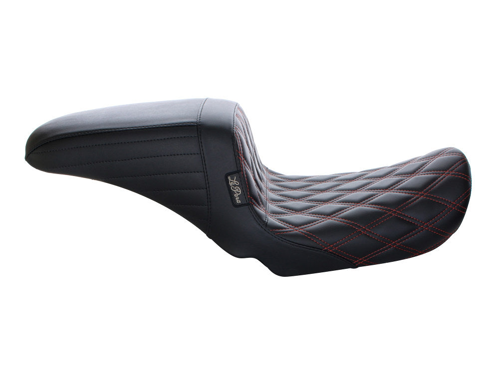 Kickflip Dual Seat with Red Double Diamond Stitch. Fits Dyna 2006-2017.