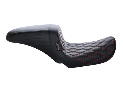 Kickflip Dual Seat with Red Double Diamond Stitch. Fits Dyna 2006-2017.