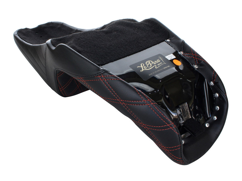 Kickflip Dual Seat with Red Double Diamond Stitch. Fits Dyna 2006-2017.