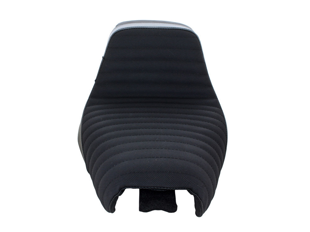Kickflip Dual Seat with Pleated Gripper Tape. Fits Sportster 2004-2006 & Sportster 2010-2021 Models with either 3.3 or 4.5 Gallon Tank.