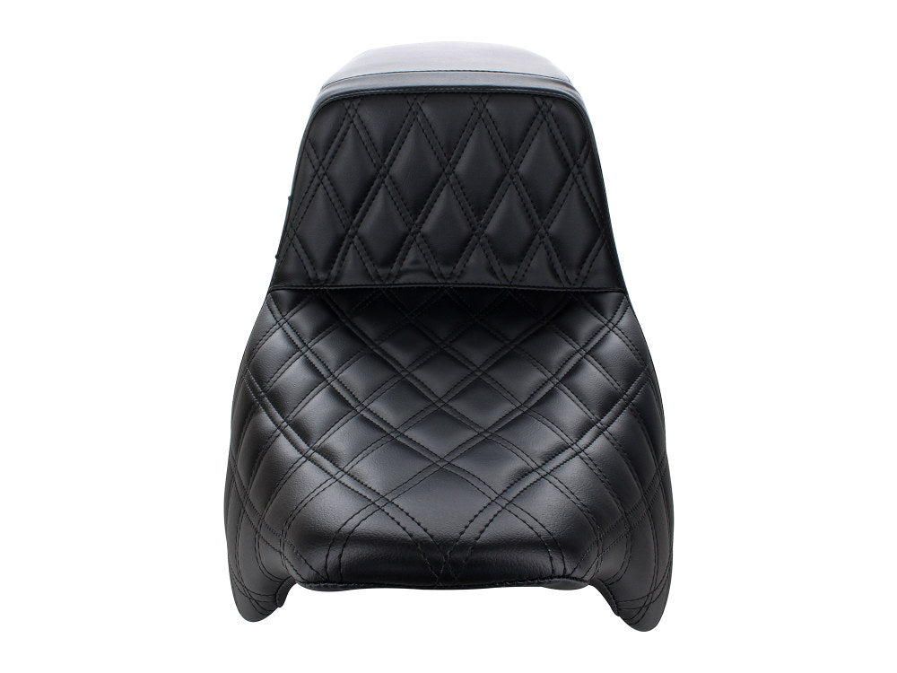 Kickflip Dual Seat with Black Double Diamond Stitch. Fits Most Touring 2008-2024