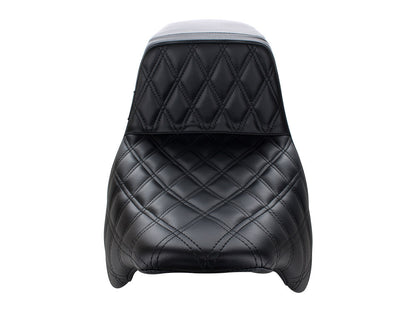 Kickflip Dual Seat with Black Double Diamond Stitch. Fits Most Touring 2008-2024