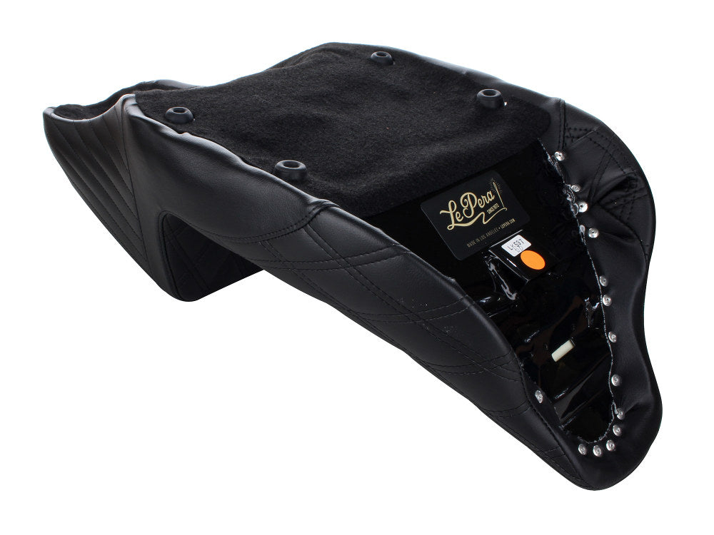 Kickflip Dual Seat with Black Double Diamond Stitch. Fits Most Touring 2008-2024