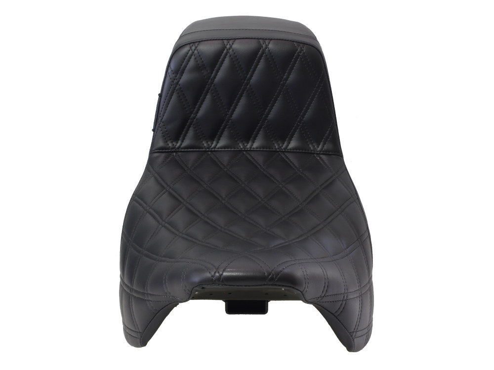 Kickflip Daddy Long Legs Dual Seat with Black Double Diamond Stitch - Extended Reach. Fits Most Touring 2008-2024