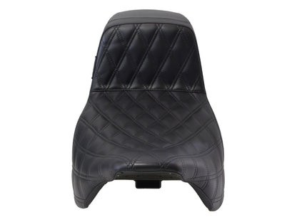 Kickflip Daddy Long Legs Dual Seat with Black Double Diamond Stitch - Extended Reach. Fits Most Touring 2008-2024