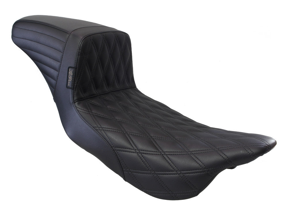 Kickflip Daddy Long Legs Dual Seat with Black Double Diamond Stitch - Extended Reach. Fits Most Touring 2008-2024