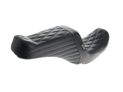 TailWhip Up Front Reduced Reach Dual Seat - Black Double Diamond Stitch. Fits Dyna 2006-2017.