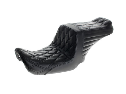 TailWhip Up Front Reduced Reach Dual Seat - Black Double Diamond Stitch. Fits Dyna 2006-2017.