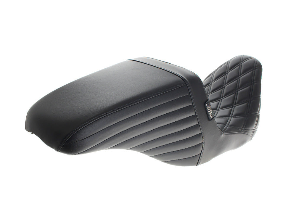 Kickflip Dual Seat Up Front Reduced Reach with Black Double Diamond Stitch. Fits Most Touring 2008-2024