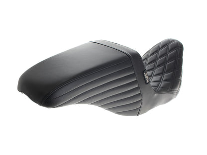 Kickflip Dual Seat Up Front Reduced Reach with Black Double Diamond Stitch. Fits Most Touring 2008-2024