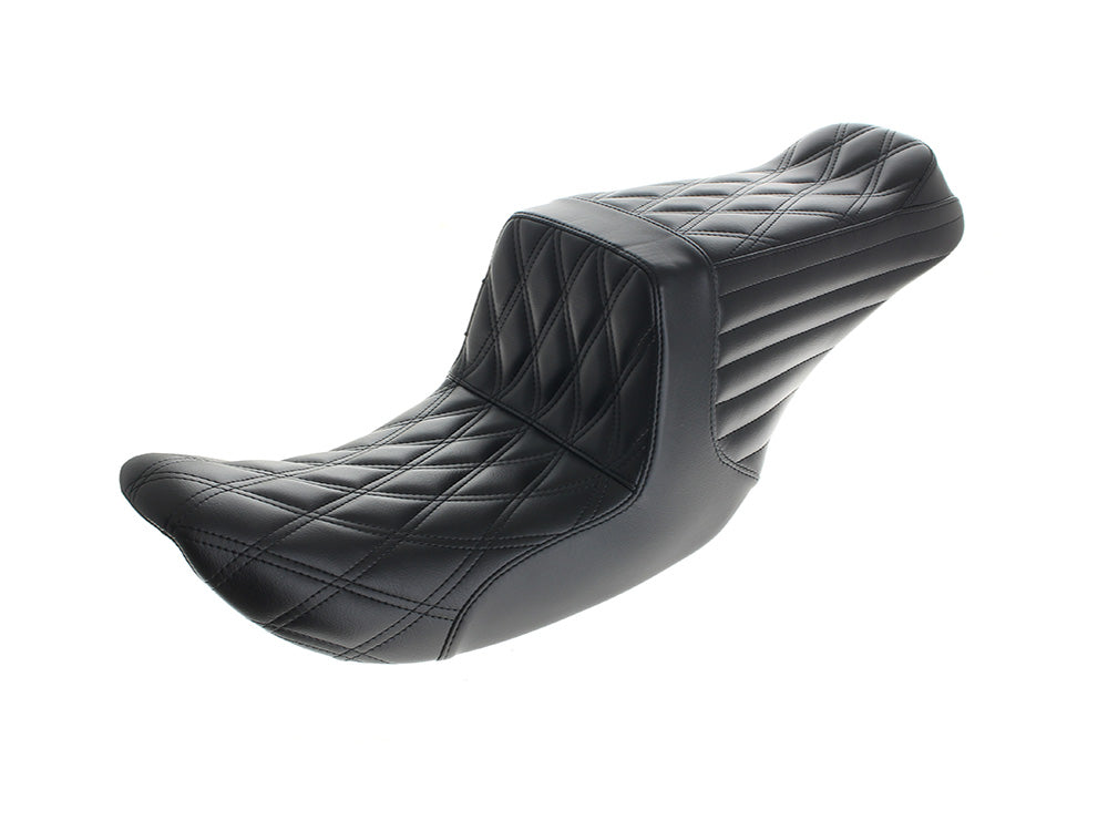 TailWhip Up Front Reduced Reach Dual Seat - Black Double Diamond Stitch. Fits Dyna 1996-2003