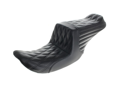 TailWhip Up Front Reduced Reach Dual Seat - Black Double Diamond Stitch. Fits Dyna 1996-2003