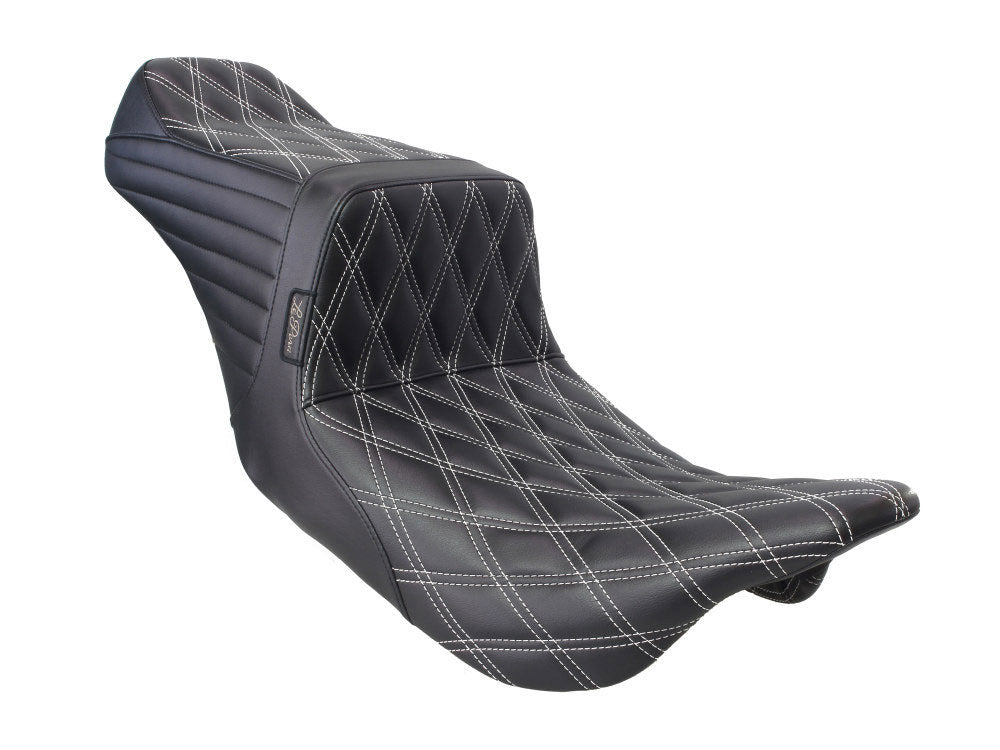 TailWhip Dual Seat with White Double Diamond Stitch. Fits CVO Touring 2023up, Street Glide & Road Glide 2024up, Touring 2025up