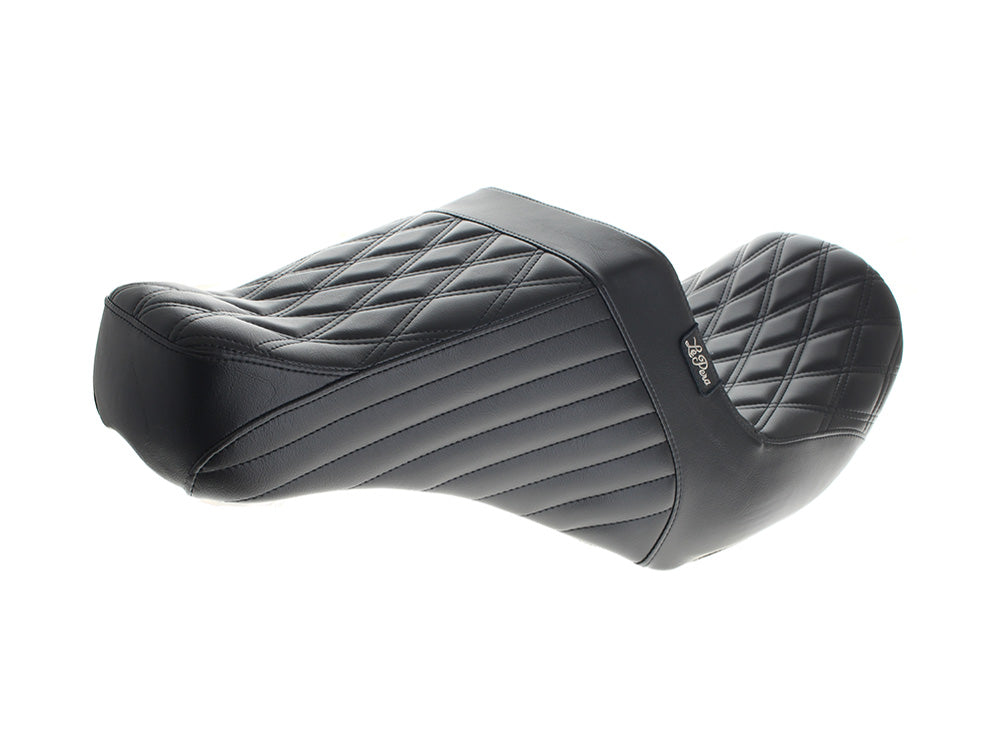 TailWhip Daddy Long Legs Dual Seat with Black Double Diamond Stitch - Extended Reach. Fits CVO Touring 2023up, Street Glide & Road Glide 2024up, Touring 2025up