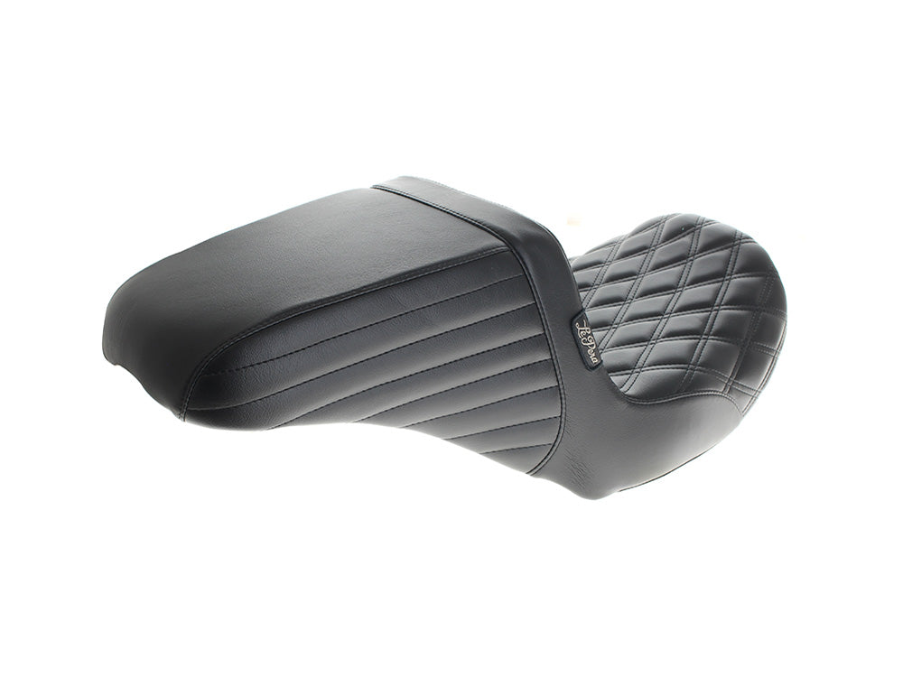 Kickflip Dual Seat with Black Double Diamond Stitch. Fits CVO Touring 2023up, Street Glide & Road Glide 2024up, Touring 2025up
