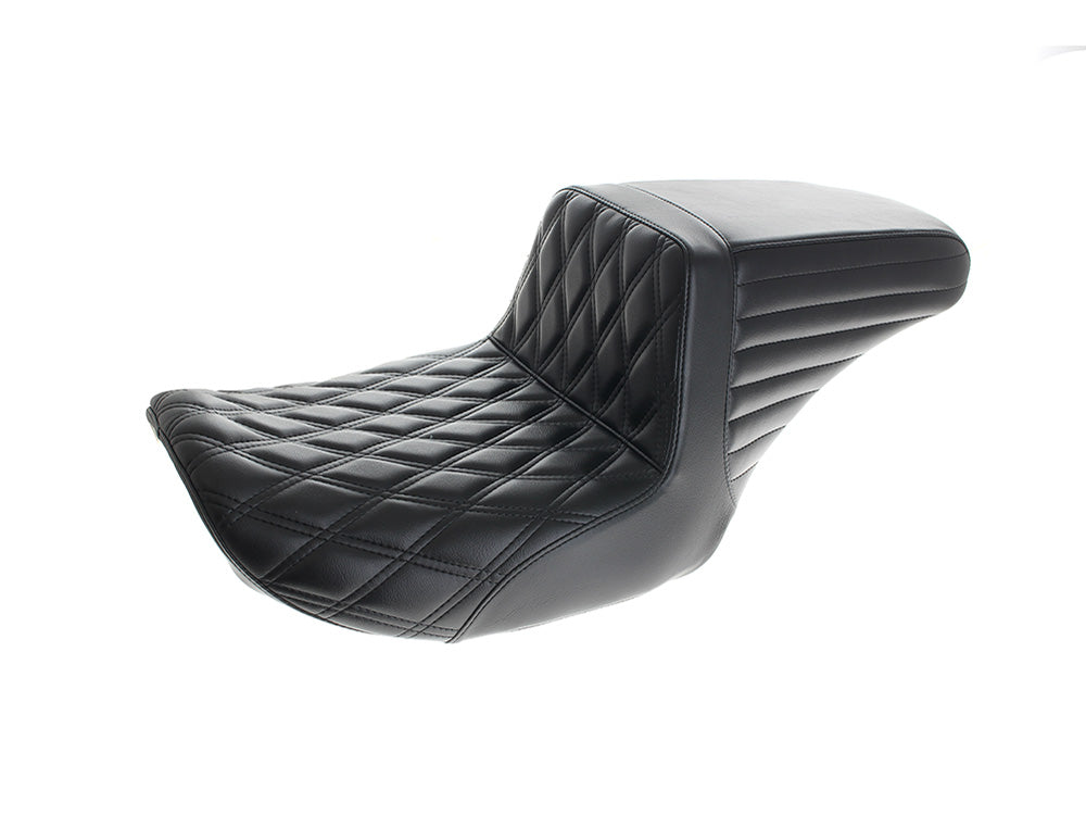 Kickflip Dual Seat with Black Double Diamond Stitch. Fits CVO Touring 2023up, Street Glide & Road Glide 2024up, Touring 2025up