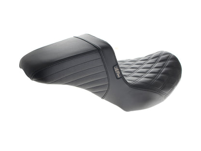 Kickflip Daddy Long Legs Dual Seat with Black Double Diamond Stitch - Extended Reach. Fits CVO Touring 2023up, Street Glide & Road Glide 2024up, Touring 2025up
