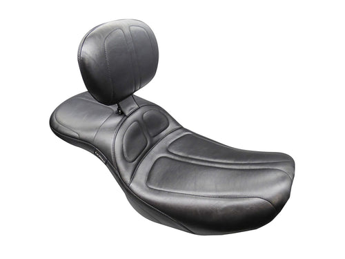 Maverick Daddy Long Legs Dual Seat with Backrest - Extended Reach. Fits CVO Touring 2023up, Street Glide & Road Glide 2024up, Touring 2025up