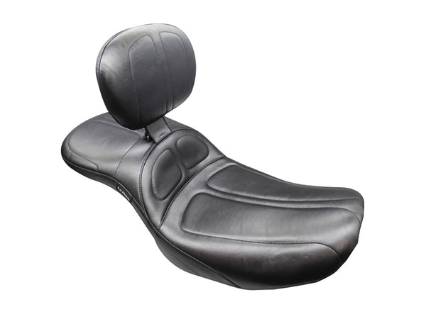 Maverick Daddy Long Legs Dual Seat with Backrest - Extended Reach. Fits CVO Touring 2023up, Street Glide & Road Glide 2024up, Touring 2025up