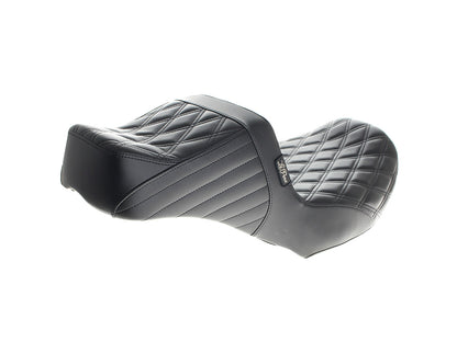 TailWhip Up Front Reduced Reach Dual Seat with Black Double Diamond Stitch. Fits CVO Touring 2023up, Street Glide & Road Glide 2024up, Touring 2025up