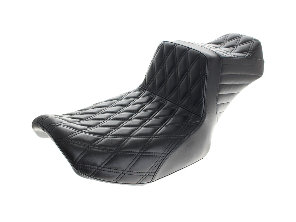 TailWhip Up Front Reduced Reach Dual Seat with Black Double Diamond Stitch. Fits CVO Touring 2023up, Street Glide & Road Glide 2024up, Touring 2025up