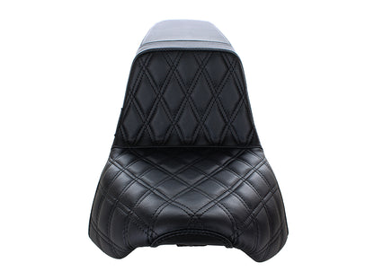 Kickflip Dual Seat with Black Double Diamond Stitch. Fits Softail Slim & Street Bob 2018up & Standard 2020up.