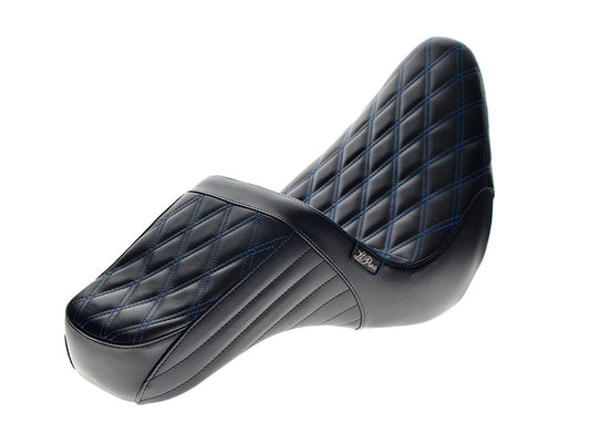 TailWhip Dual Seat with Blue Diamond Stitch. Fits Sport Glide & Low Rider 2018up & Low Rider S 2020up.