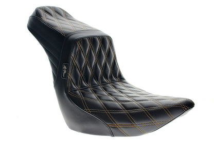 TailWhip Dual Seat with Gold Diamond Stitch. Fits Sport Glide & Low Rider 2018up & Low Rider S 2020up.