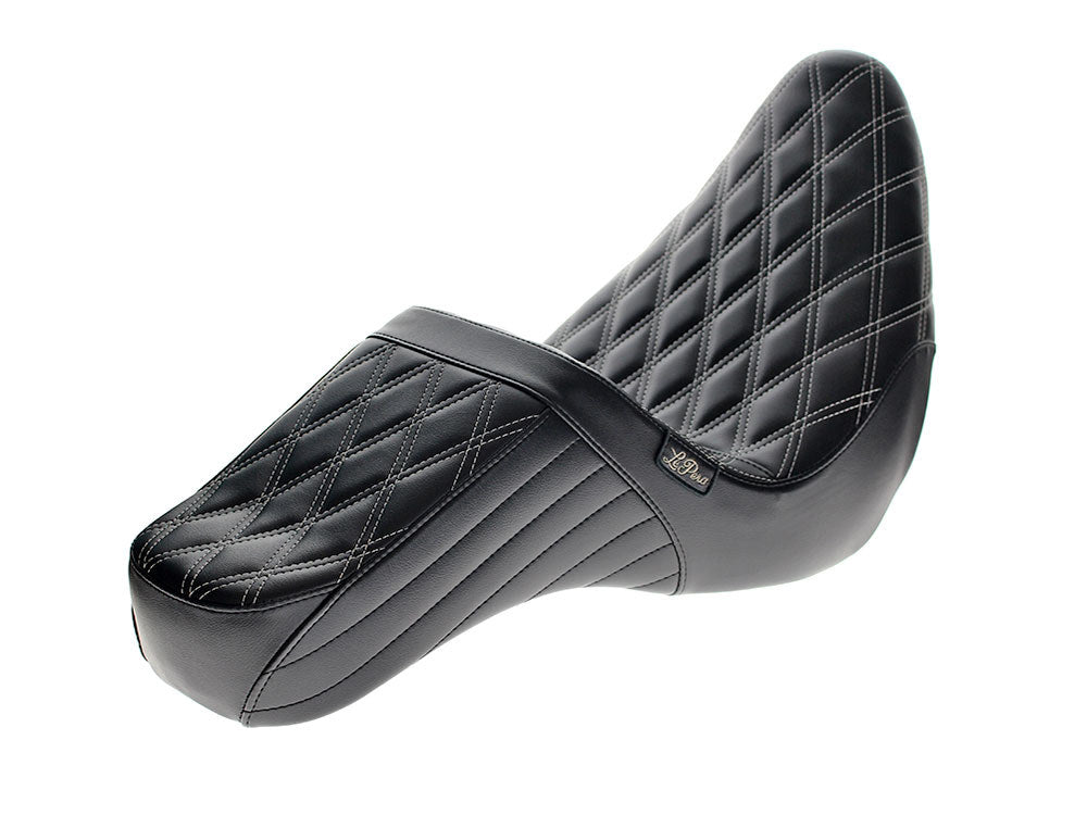 TailWhip Dual Seat with White Diamond Stitch. Fits Sport Glide & Low Rider 2018up & Low Rider S 2020up.