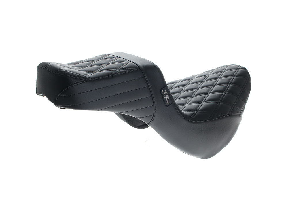 TailWhip Daddy Long Legs Dual Seat with Black Double Diamond Stitch - Extended Reach. Fits Sport Glide & Low Rider 2018up & Low Rider S 2020up.