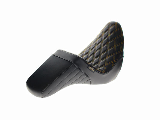 KickFlip Dual Seat with Gold Double Diamond Stitch. Fits Sport Glide & Low Rider 2018up & Low Rider S 2020up.