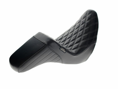 KickFlip Dual Seat with Gun Metal Grey Double Diamond Stitch. Fits Sport Glide & Low Rider 2018up & Low Rider S 2020up.