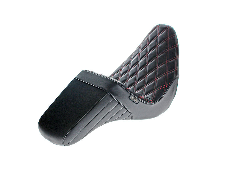 KickFlip Dual Seat with Red Double Diamond Stitch. Fits Sport Glide & Low Rider 2018up & Low Rider S 2020up.